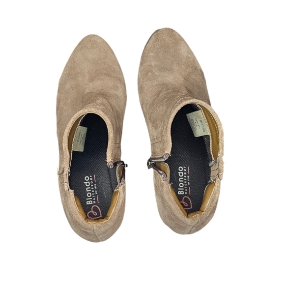 Blondo Waterproof Nubuck Leather Suede Block Heel 6.5W Bootie color mushroom - Picture 11 of 16